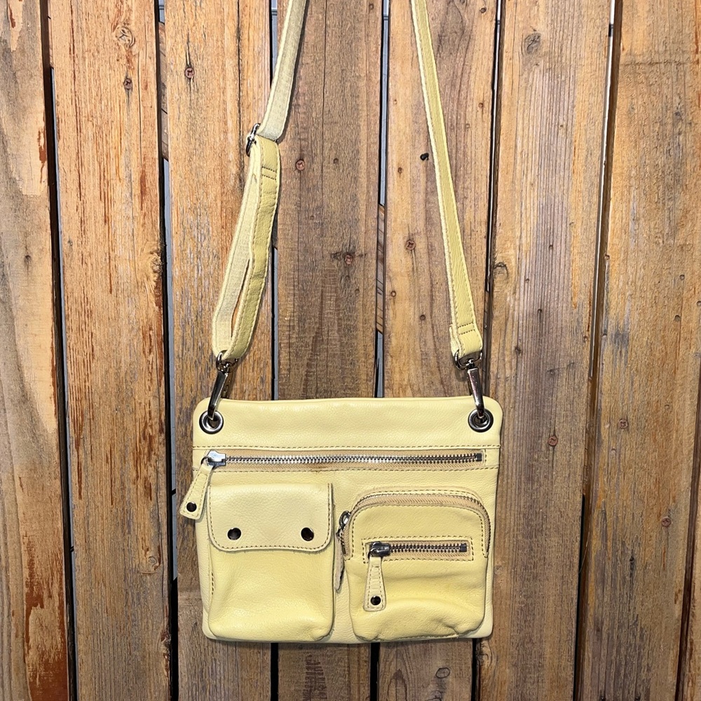 Fossil Yellow Leather Shoulder Bag